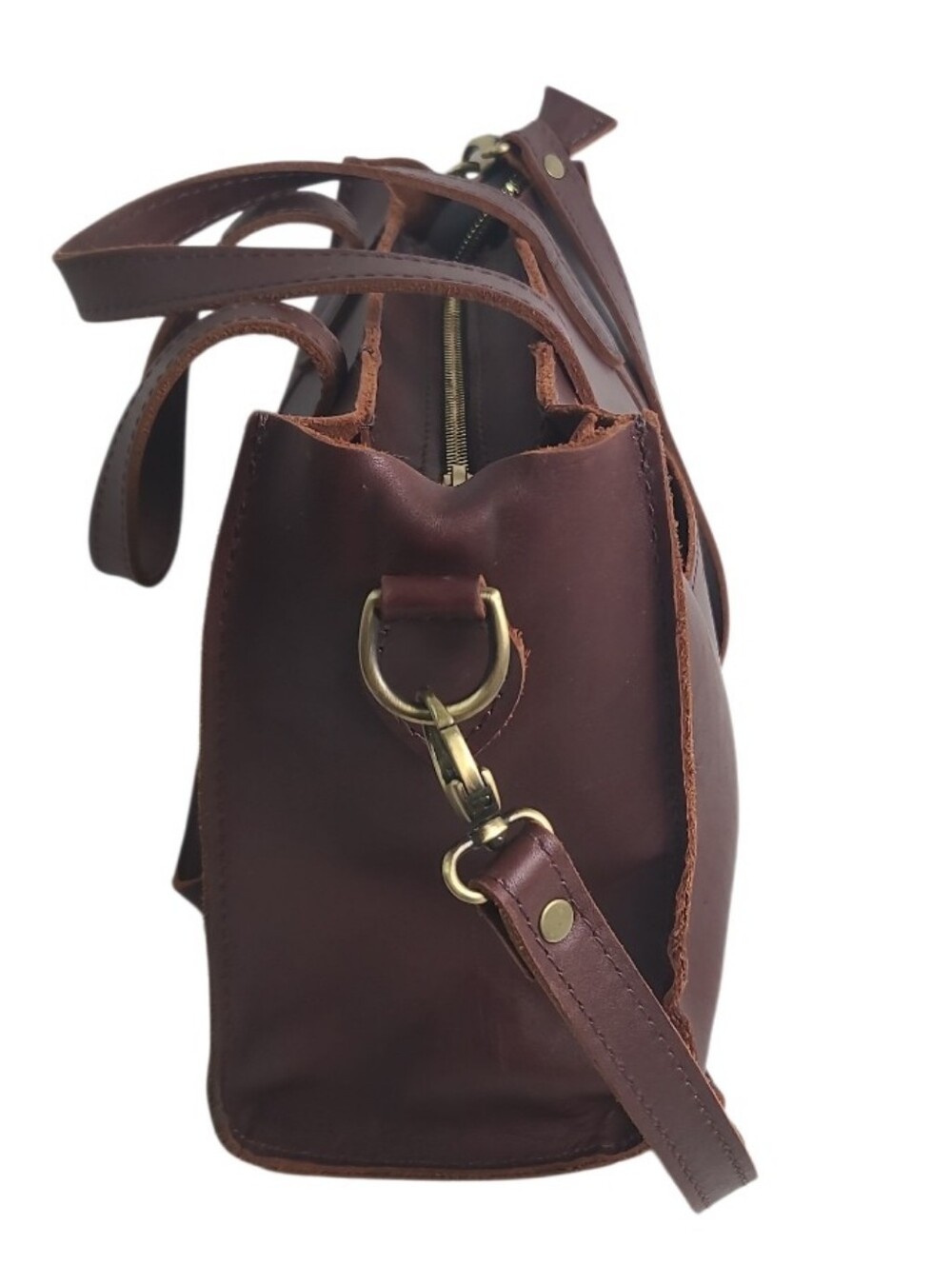 Portland Leather Goods Lola Crossbody 100% Leather Tote Bag Purse Brass Hardware - Picture 9 of 16